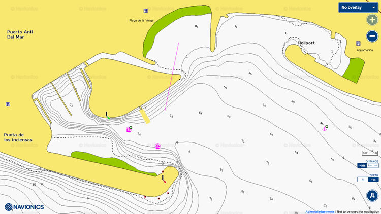 Откыть карту Navionics стоянки яхт в Анфи дель Мар