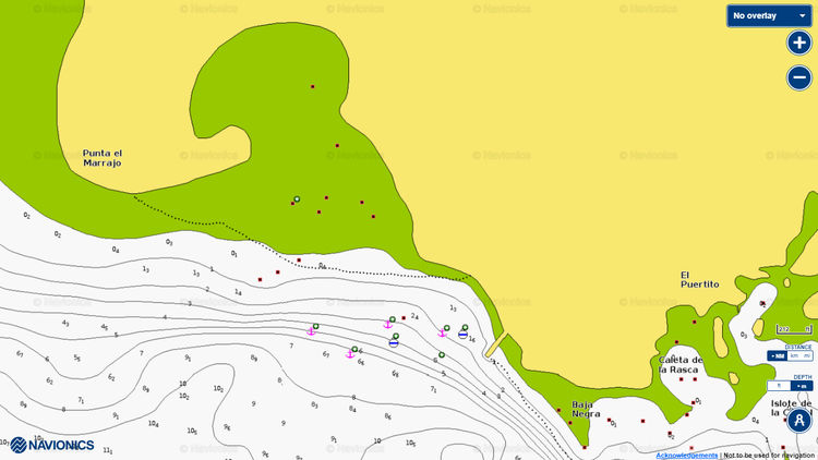 Открыть карту Navionics якорной стоянки яхт у острова Лобос
