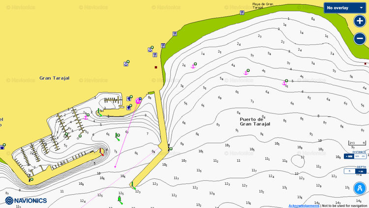 Открыть карту Navionics стоянок яхт в порту Гран-Тарахал