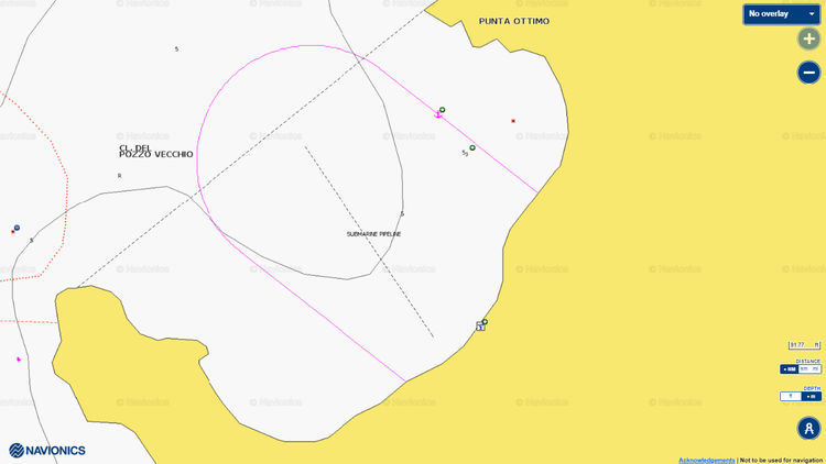 Откыть карту Navionics якорной стоянки яхт в бухте Поццо Веккьо на острове Прочида