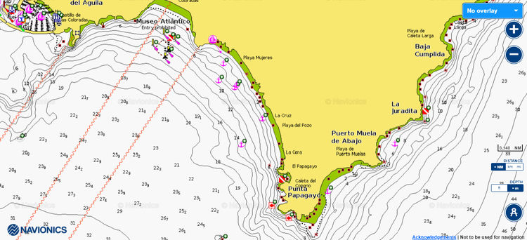 Открыть карту Navionics якорной стоянки яхт у пляжа Посо