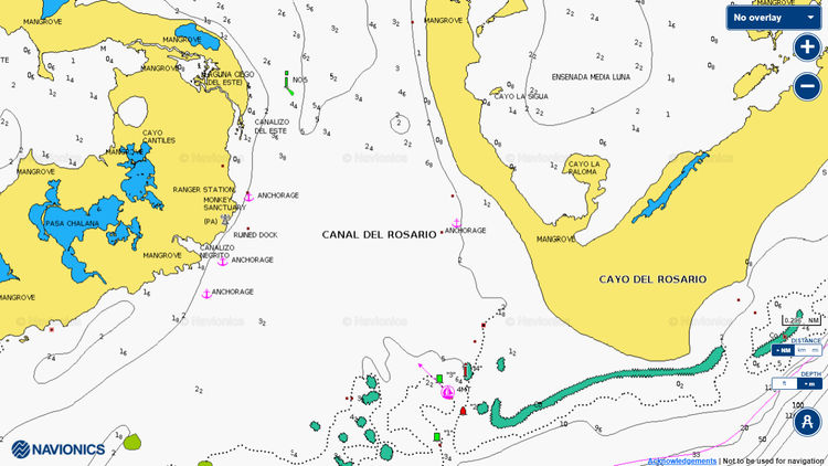 Открыть карту Navionics якорной стоянки яхт у острова Росарио