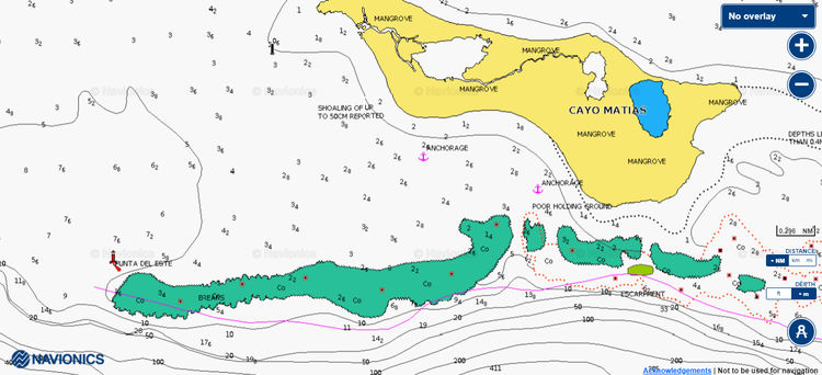 Открыть карту Navionics якорной стоянки яхт у острова Матиас