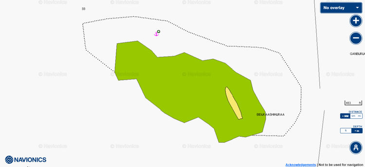 Открыть карту Navionics якорной стоянки яхт у острова Бодукаашихураа