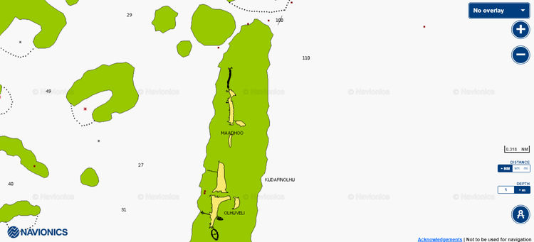 Открыть карту Navionics якорной стоянки яхт у острова Мааду