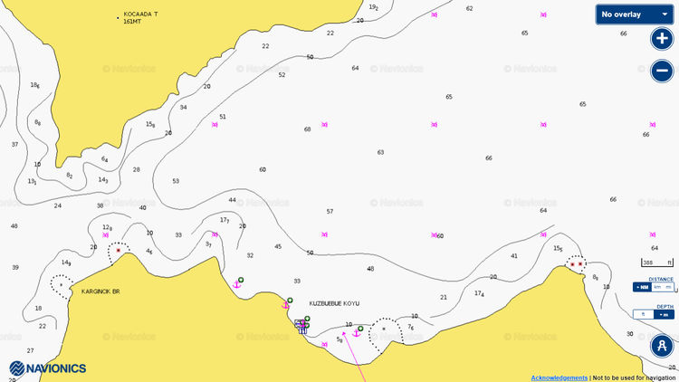 Открыть карту Navionics стоянок яхт в бухте Кузбюкю