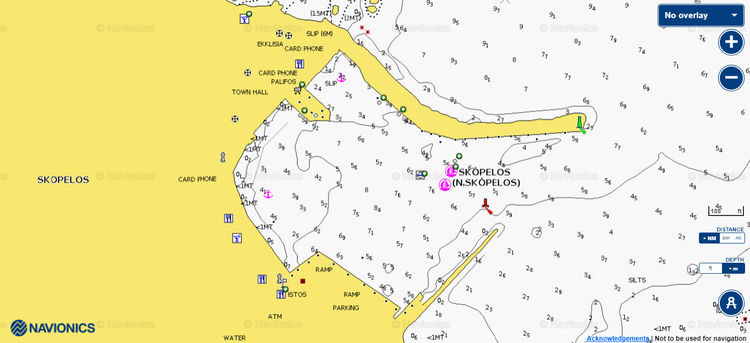 Открыть карту Navionic яхтенных стоянок порту Скопелос