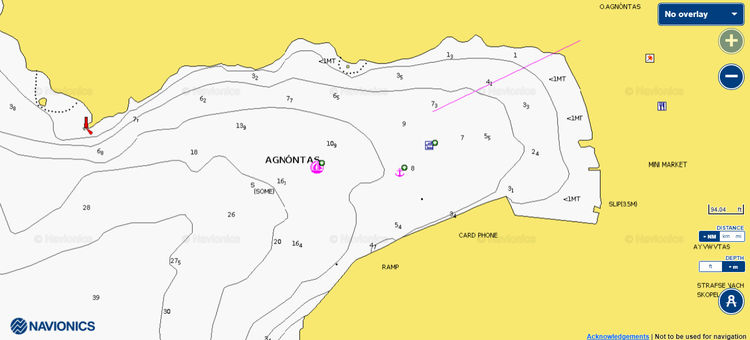 Открыть карту Navionic стоянок яхт у деревни Агнонтас