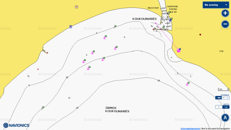 Открыть карту Navionic стоянок яхт в бухте Кокунарис