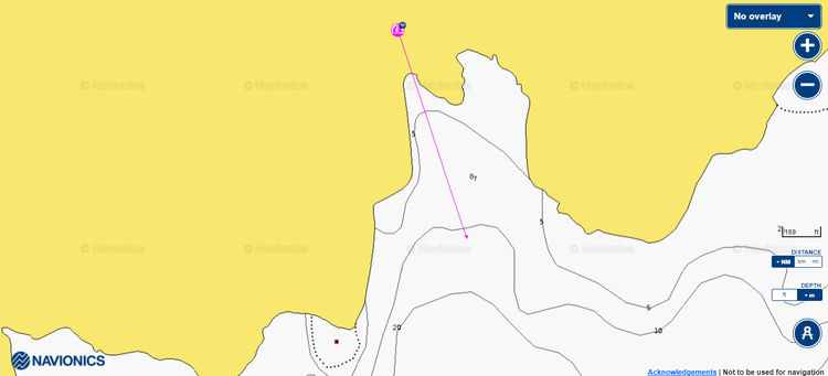 Открыть карту Navionic якорной стоянки яхт  у острова Скиропула
