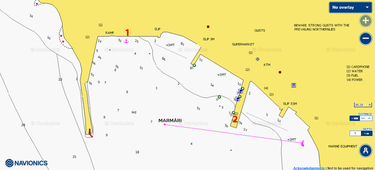 Открыть карту Navionic стоянок яхт в порту Мармари