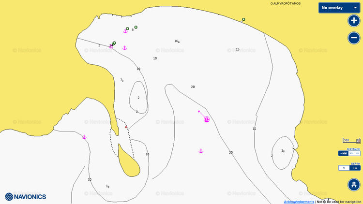 Открыть карту Navionic якорных стоянок яхт в бухте Святого Димитрия