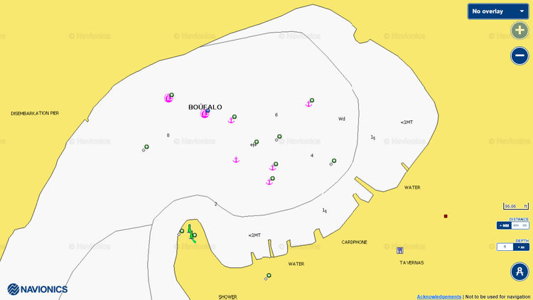 Открыть карту Navionic якорных стоянок яхт в Порто Буфало