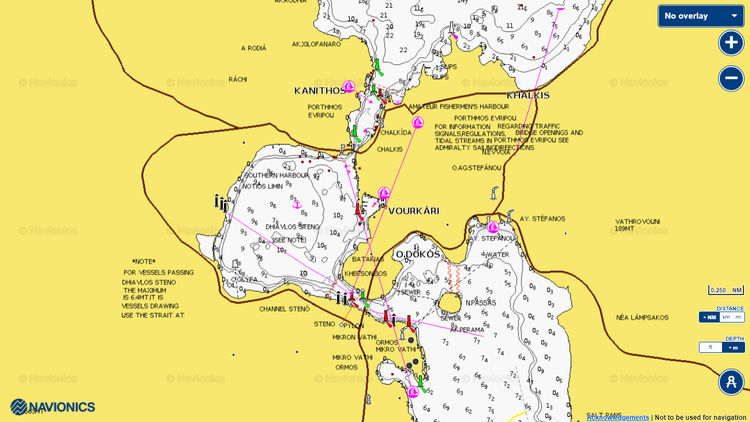 Открыть карту Navionic пролива Эврипос