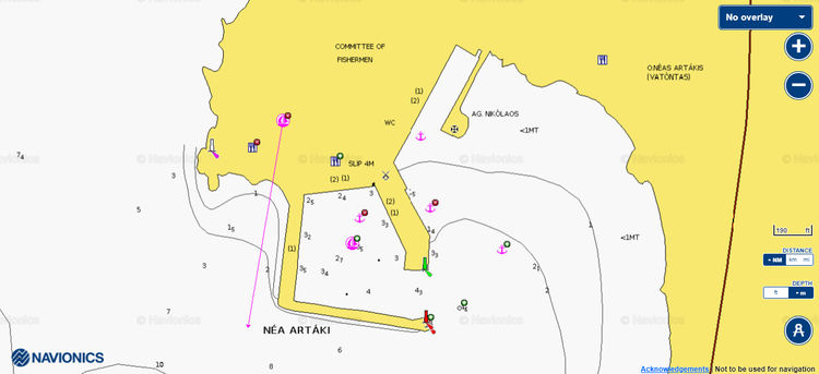 Открыть карту Navionic стоянок яхт в порту Неа Атраки