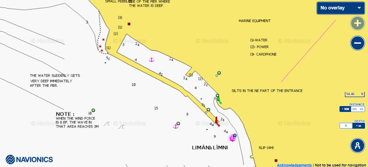 Открыть карту Navionic стоянок яхт в порту Лимни