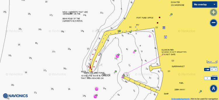 Открыть карту Navionic стоянок яхт в порту Орей