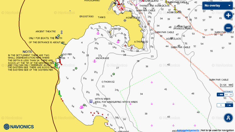 Открыть карту Navionic якорной стоянки яхт в бухте Сорку