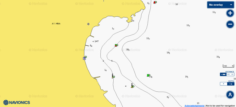 Открыть карту Navionic якорной стоянки яхт в бухте Святого Минаса