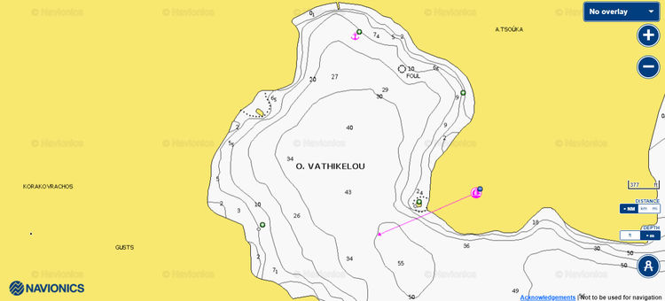 Открыть карту Navionic якорных стоянок яхт в бухте Ватикило