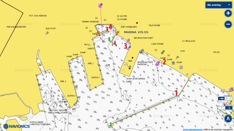 Открыть карту Navionic стоянок яхт в порту Волос