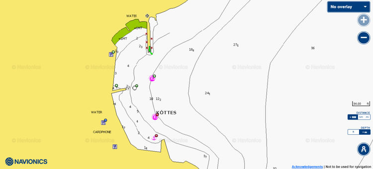 Открыть карту Navionic стоянок яхт в фишпорту Коттес