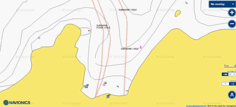 Открыть карту Navionic якорной стоянки яхт в бухте Алогопорос