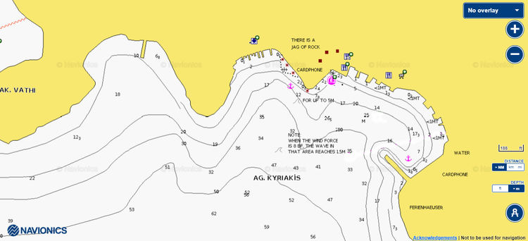 Открыть карту Navionic стоянок яхт в порту Святого Кириакиса