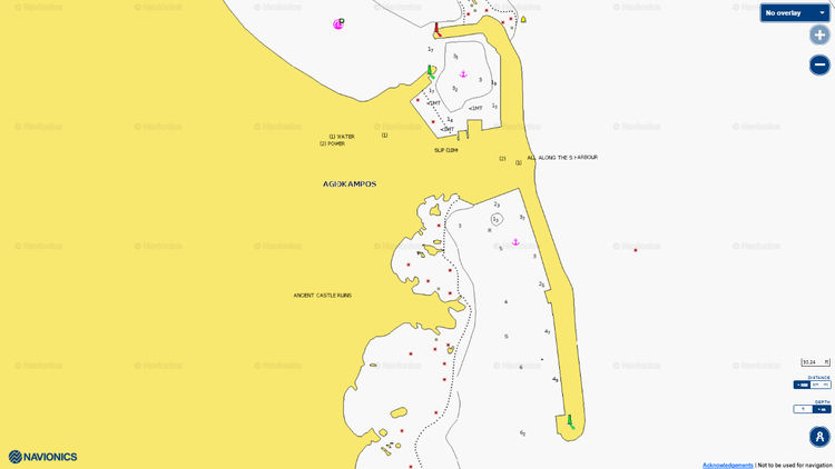 Открыть карту Navionic якорной стоянки яхт в порту Агиокампос