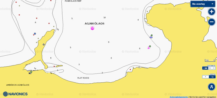 Открыть карту Navionic якорной стоянки яхт в бухте Ильи