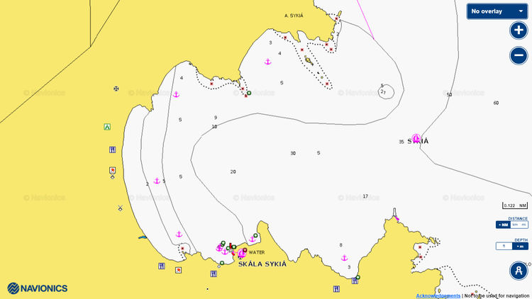 Открыть карту Navionic стоянок яхт в бухте Сикиа