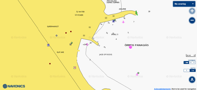 Открыть карту Navionics стоянки яхт в порту Панагия