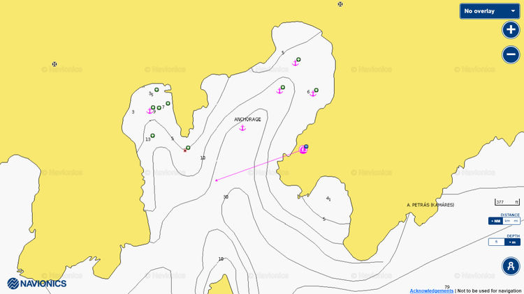 Открыть карту Navionic якорныч стоянок яхт в бухте Мерсинья