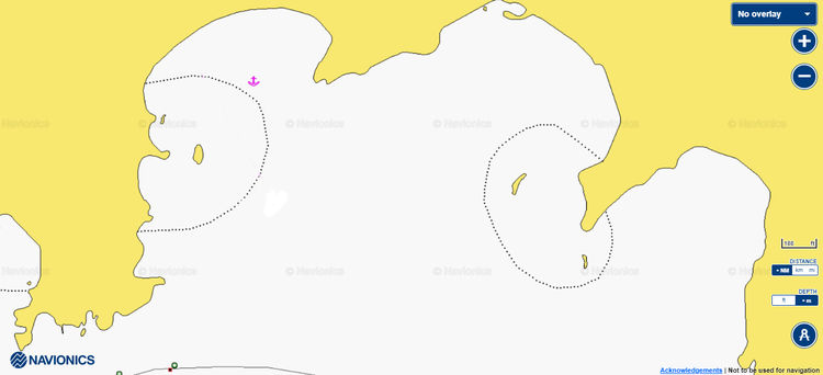 Открыть карту Navionic якорныч стоянок яхт в бухте Копела
