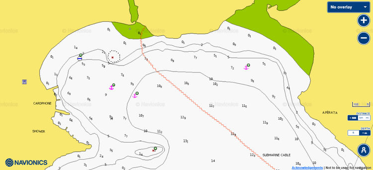 Открыть карту Navionic якорныч стоянок яхт в бухте Апотикес