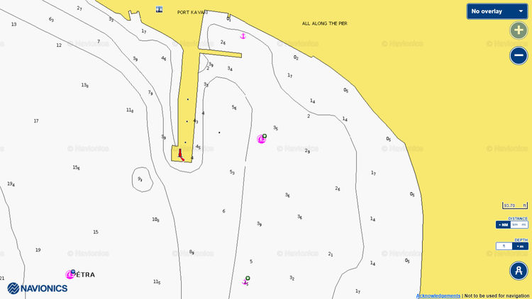 Открыть карту Navionic стоянок яхт в Петра