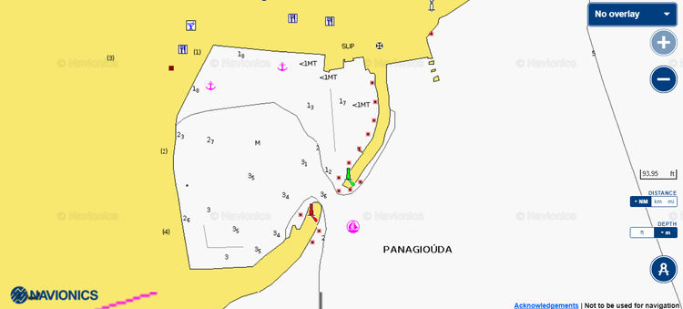 Открыть карту Navionic стоянок яхт в Панагиуде