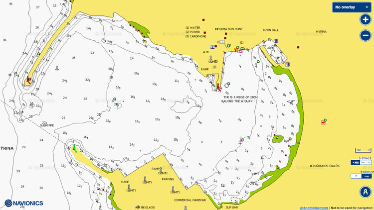 Открыть карту Navionics стоянки яхт в порту Мирина