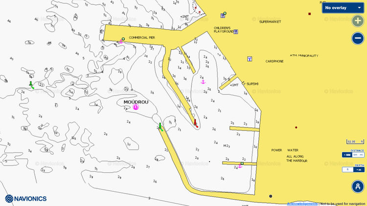 Открыть карту Navionics стоянки яхт в порту Мудрос