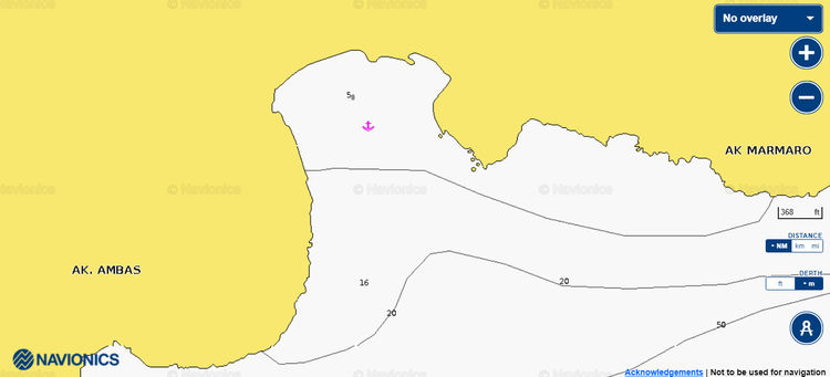 Открыть карту Navionics якорной стоянка яхт в бухте Ливади