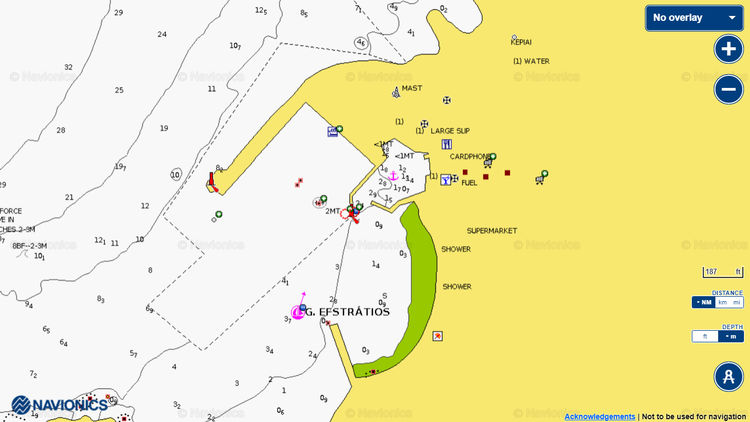 Открыть карту Navionics стоянки яхт в порту Айос-Эфстратиос