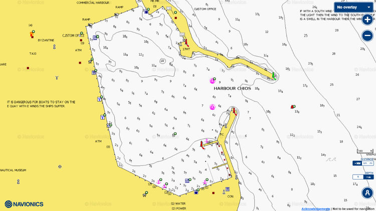 Открыть карту Navionics стоянки яхт в порту Хиос