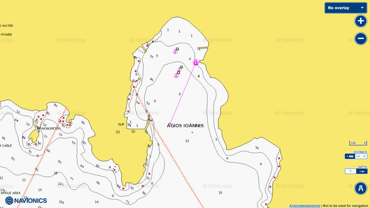 Открыть карту Navionics якорнойя стоянки яхт в бухте Святого Янниса