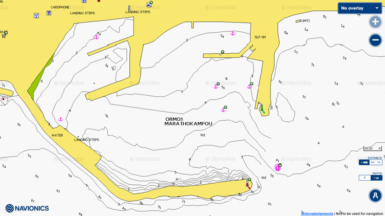 Открыть карту Navionics стоянки яхт в порту Маратокамбос