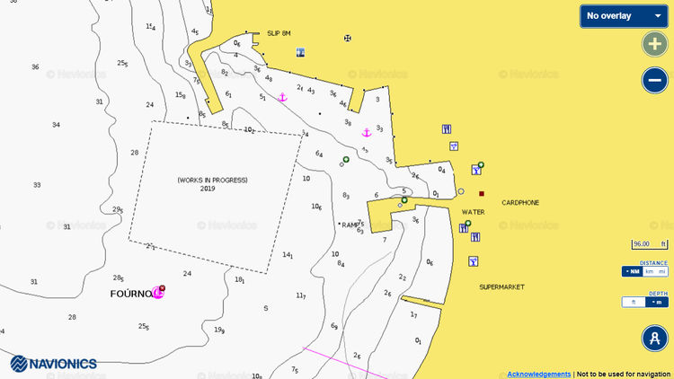 Открыть карту Navionics стоянки яхт в порту Фурни