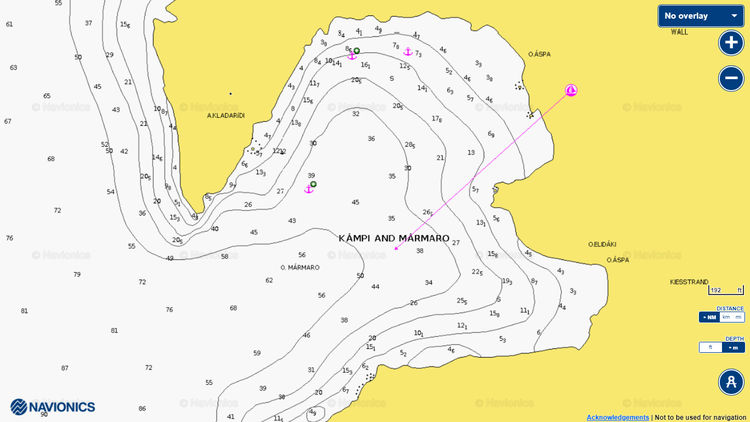 Открыть карту Navionics стоянок яхт в бухте Мармаро