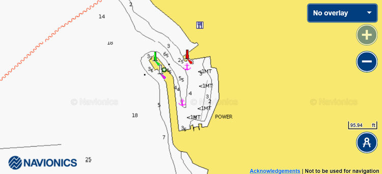 Открыть карту Navionics стоянки яхт в фишпорту Хрисомиля