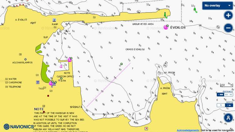 Открыть карту Navionics стоянки яхт в порту Эвдилос