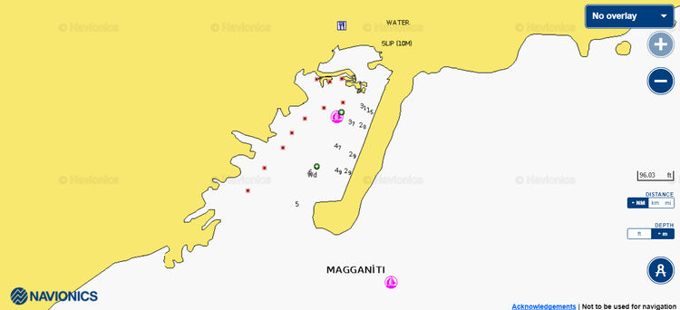 Открыть карту Navionics стоянки яхт в фишпорту Магганитис