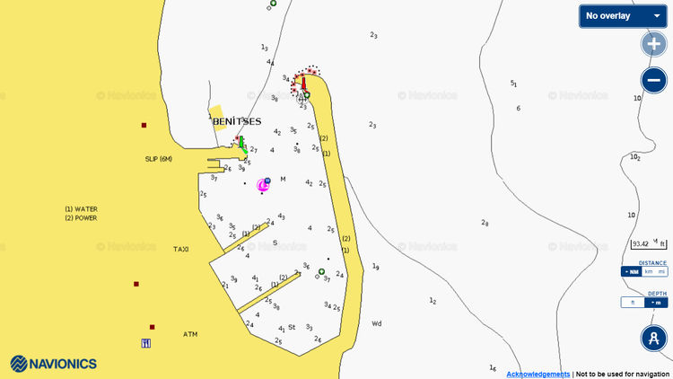 Открыть карту Navionics стоянки яхт в марине Беницес